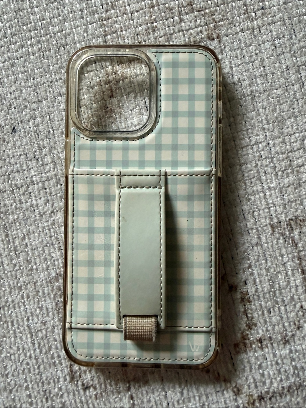 Mint Gingham Smartphone Case with Integrated Hand Strap